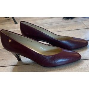 Etienne Aigner Womens Cognac Classic Vintage Pumps Heels Leather Shoes~Size 8N